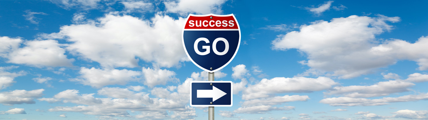 Go towards success sign